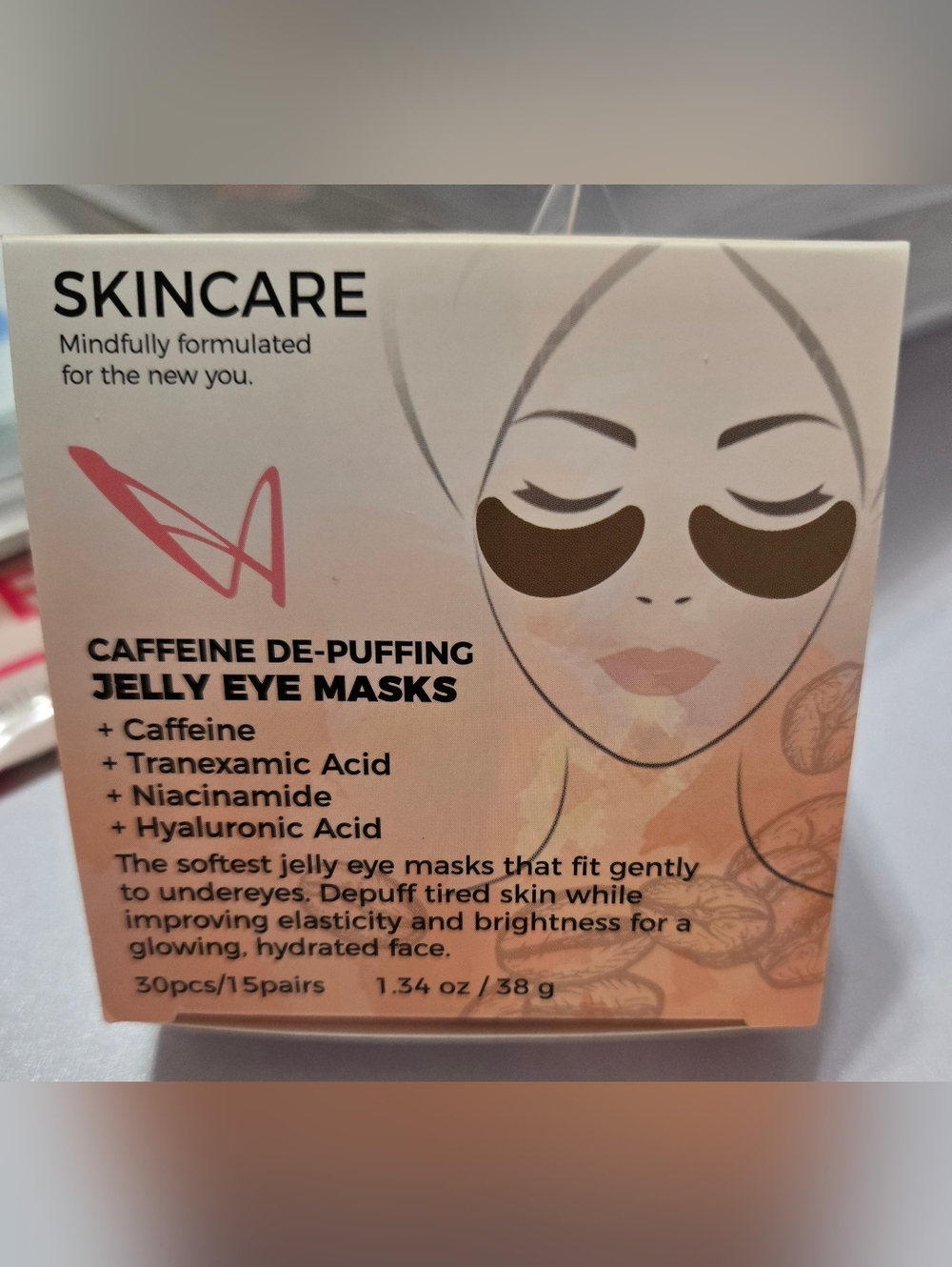 Caffeine De-Puffing Jelly Eye Masks - Pink